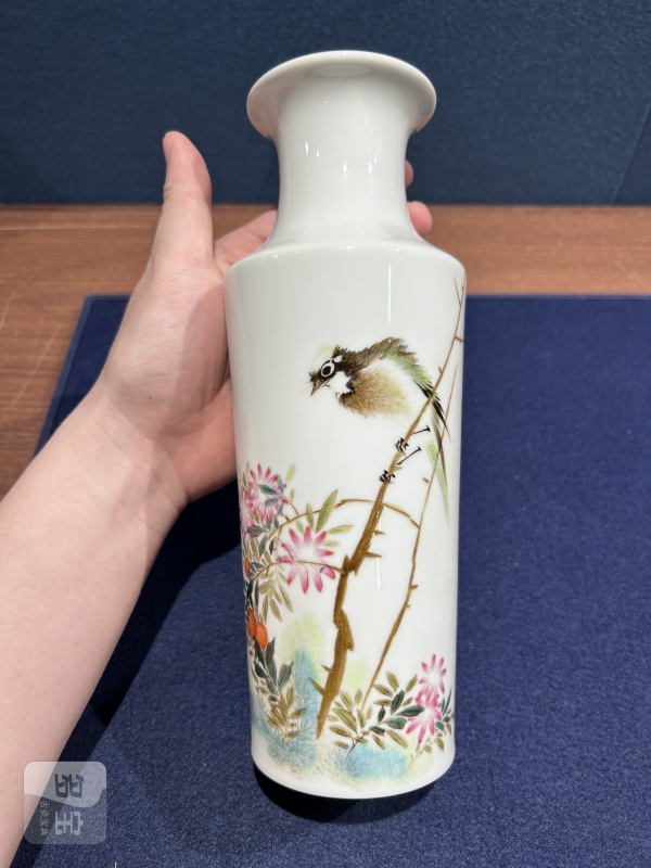 民国 粉彩花鸟图瓶 - 图2